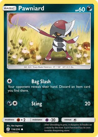 Pawniard (134/236) Reverse Holofoil [SM: Cosmic Eclipse] Pokemon Single Pokémon