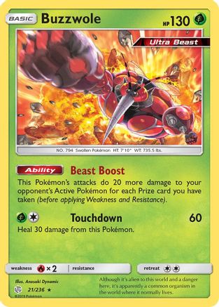 Buzzwole (21/236) Reverse Holofoil [SM: Cosmic Eclipse] Pokemon Single Pokémon