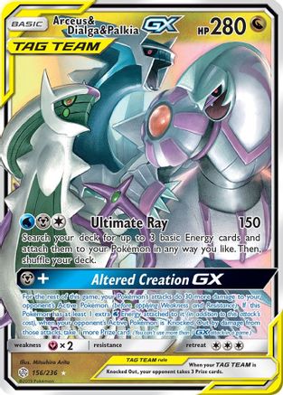 Arceus & Dialga & Palkia GX (156/236) Holofoil [SM: Cosmic Eclipse] Pokemon Single Pokémon