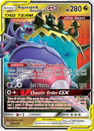 Naganadel & Guzzlord GX (158/236) Holofoil [SM: Cosmic Eclipse] Pokemon Single Pokémon