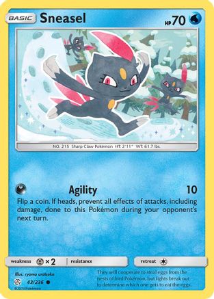 Sneasel (43/236) Reverse Holofoil [SM: Cosmic Eclipse] Pokemon Single Pokémon