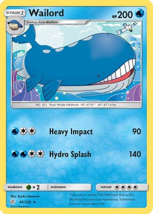 Wailord (46/236) Reverse Holofoil [SM: Cosmic Eclipse] Pokemon Single Pokémon