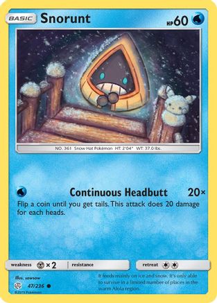 Snorunt (47/236) Reverse Holofoil [SM: Cosmic Eclipse] Pokemon Single Pokémon