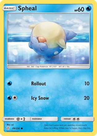 Spheal - 49/236 (49/236) Reverse Holofoil [SM: Cosmic Eclipse] Pokemon Single Pokémon