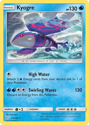 Kyogre (53/236) Reverse Holofoil [SM: Cosmic Eclipse] Pokemon Single Pokémon