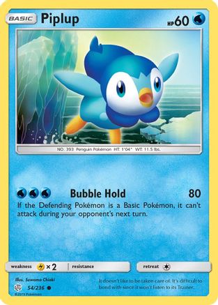Piplup (54/236) Reverse Holofoil [SM: Cosmic Eclipse] Pokemon Single Pokémon