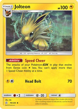 Jolteon (70/236) Reverse Holofoil [SM: Cosmic Eclipse] Pokemon Single Pokémon