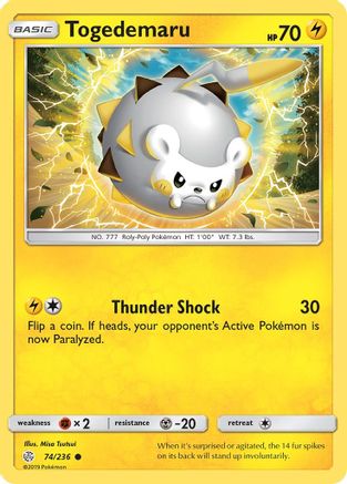 Togedemaru - 74/236 (74/236) Reverse Holofoil [SM: Cosmic Eclipse] Pokemon Single Pokémon
