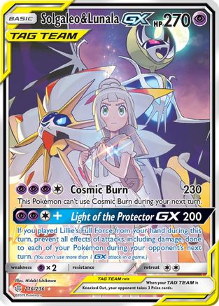 Solgaleo & Lunala GX (Full Art) (216/236) - [SM: Cosmic Eclipse] Holofoil Pokemon Single Pokémon