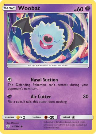 Woobat (87/236) Reverse Holofoil [SM: Cosmic Eclipse] Pokemon Single Pokémon