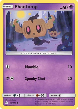 Phantump (93/236) Reverse Holofoil [SM: Cosmic Eclipse] Pokemon Single Pokémon