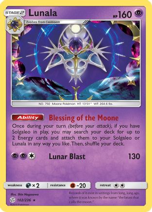 Lunala (102/236) Holofoil [SM: Cosmic Eclipse] Pokemon Single Pokémon