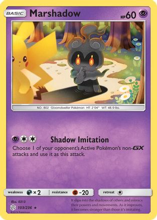 Marshadow (103/236) Reverse Holofoil [SM: Cosmic Eclipse] Pokemon Single Pokémon