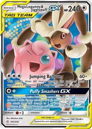 Mega Lopunny & Jigglypuff GX 165/236 Holofoil [SM: Cosmic Eclipse] Pokemon Single Pokémon