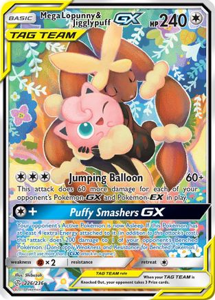 Mega Lopunny & Jigglypuff GX (Alternate Full Art) (/236) Holofoil [SM: Cosmic Eclipse] Pokemon Single Pokémon