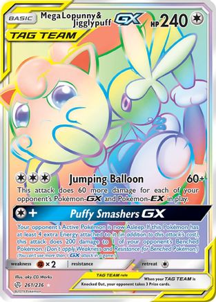 Mega Lopunny & Jigglypuff GX (Secret) (/236) Holofoil [SM: Cosmic Eclipse] Pokemon Single Pokémon
