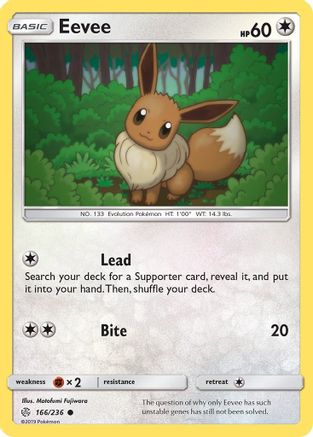 Eevee - 166/236 (166/236) Reverse Holofoil [SM: Cosmic Eclipse] Pokemon Single Pokémon