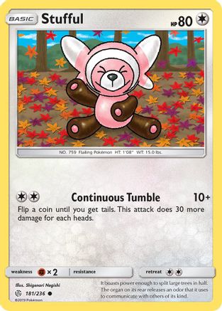 Stufful (181/236) Reverse Holofoil [SM: Cosmic Eclipse] Pokemon Single Pokémon