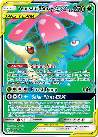 Venusaur & Snivy GX (Full Art) 210/236 Holofoil [SM: Cosmic Eclipse] Pokemon Single Pokémon