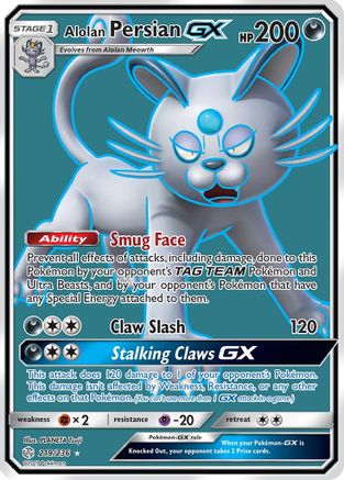 Alolan Persian GX (Full Art) (219/236) Holofoil [SM: Cosmic Eclipse] Pokemon Single Pokémon