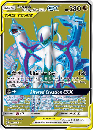 Arceus & Dialga & Palkia GX (Full Art) (/236) Holofoil [SM: Cosmic Eclipse] Pokemon Single Pokémon