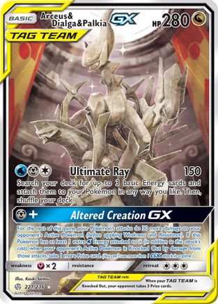 Arceus & Dialga & Palkia GX (Alternate Full Art) (/236) Holofoil [SM: Cosmic Eclipse] Pokemon Single Pokémon