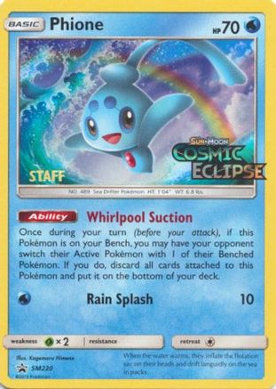 Phione - SM220 (Prerelease) [Staff] () Holofoil [SM: Black Star Promos] Pokemon Single Pokémon