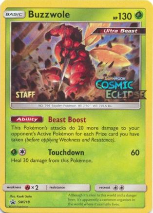 Buzzwole - SM218 (Prerelease) [Staff] () Holofoil [SM: Black Star Promos] Pokemon Single Pokémon