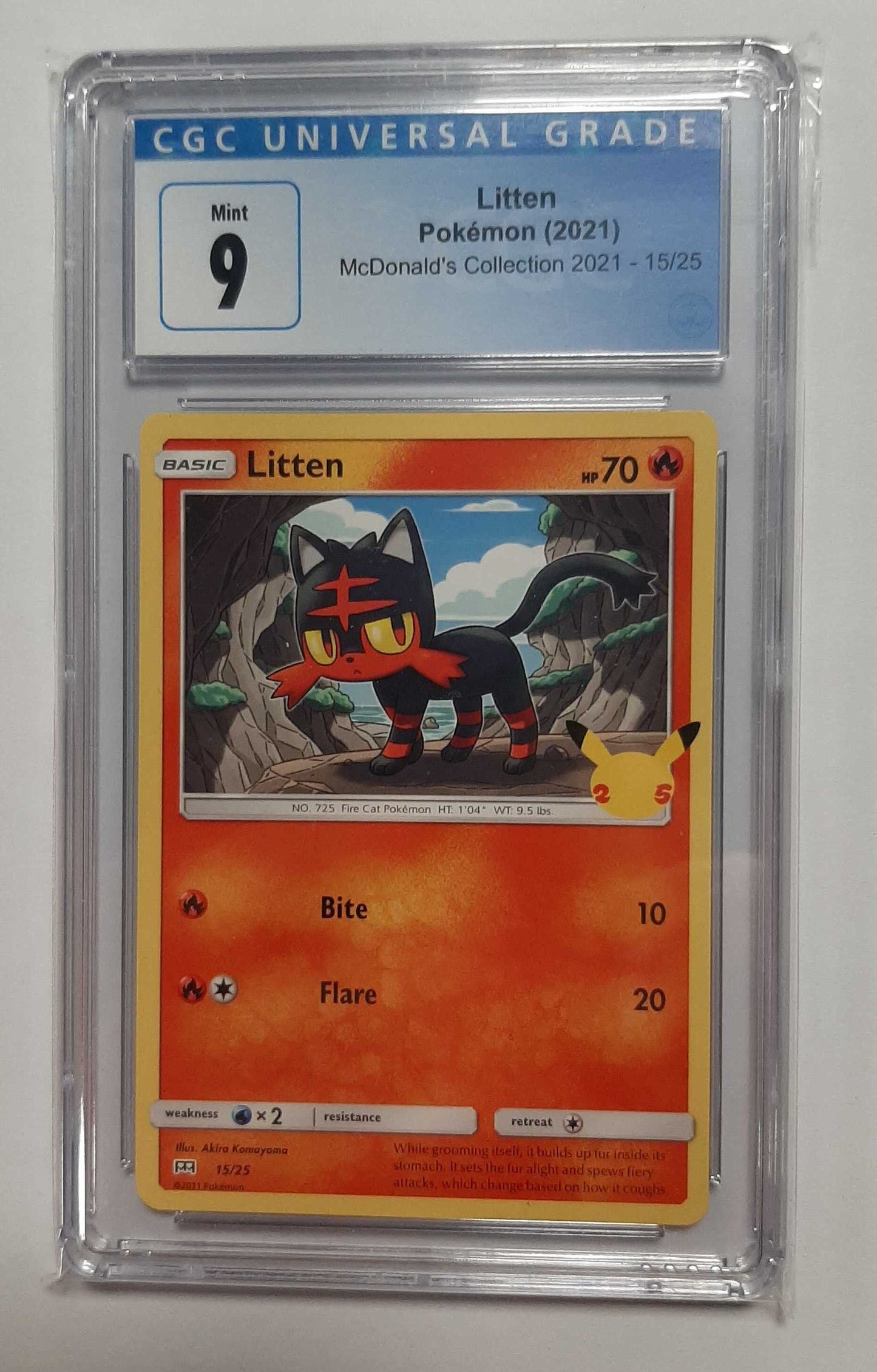 Litten (15/25 - McDonald's Collection) CGC 9 Graded Pokemon Cards Pokemon