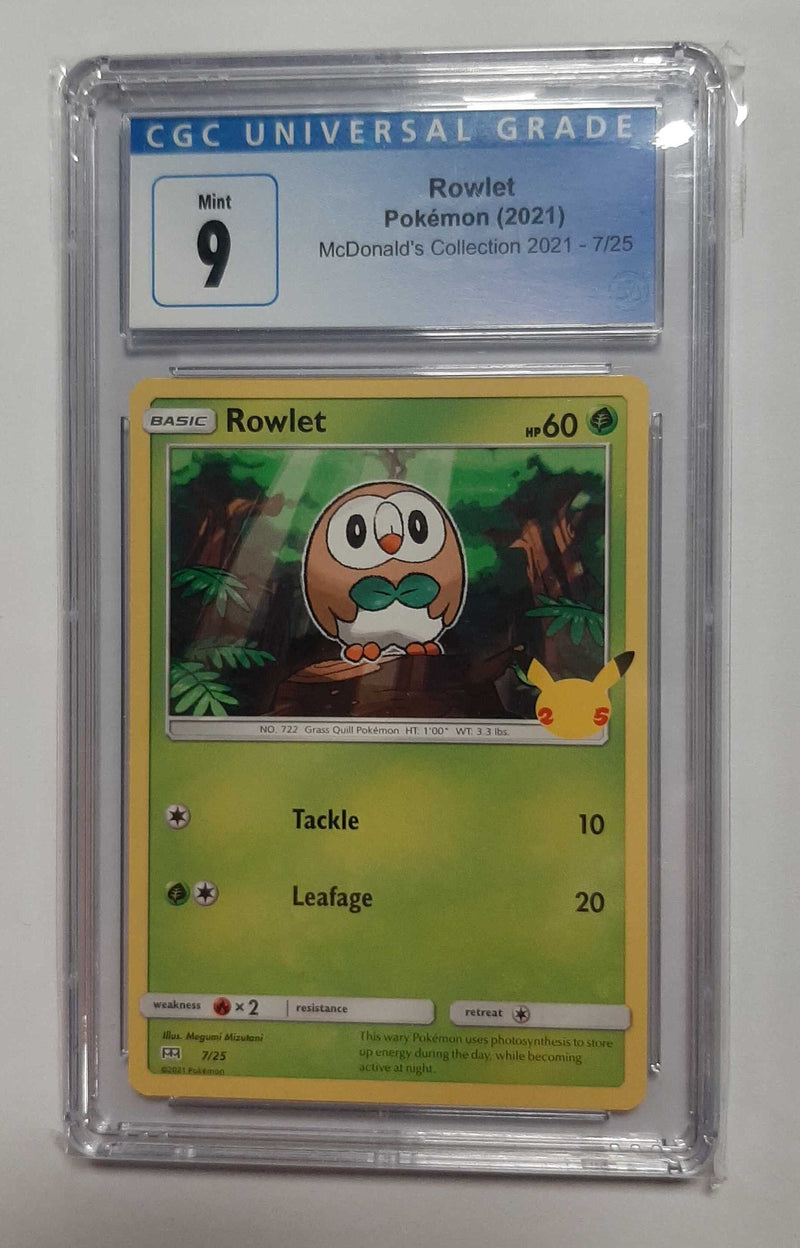Rowlet (7/25 - McDonald's Collection) CGC 9 Graded Pokemon Cards Pokemon