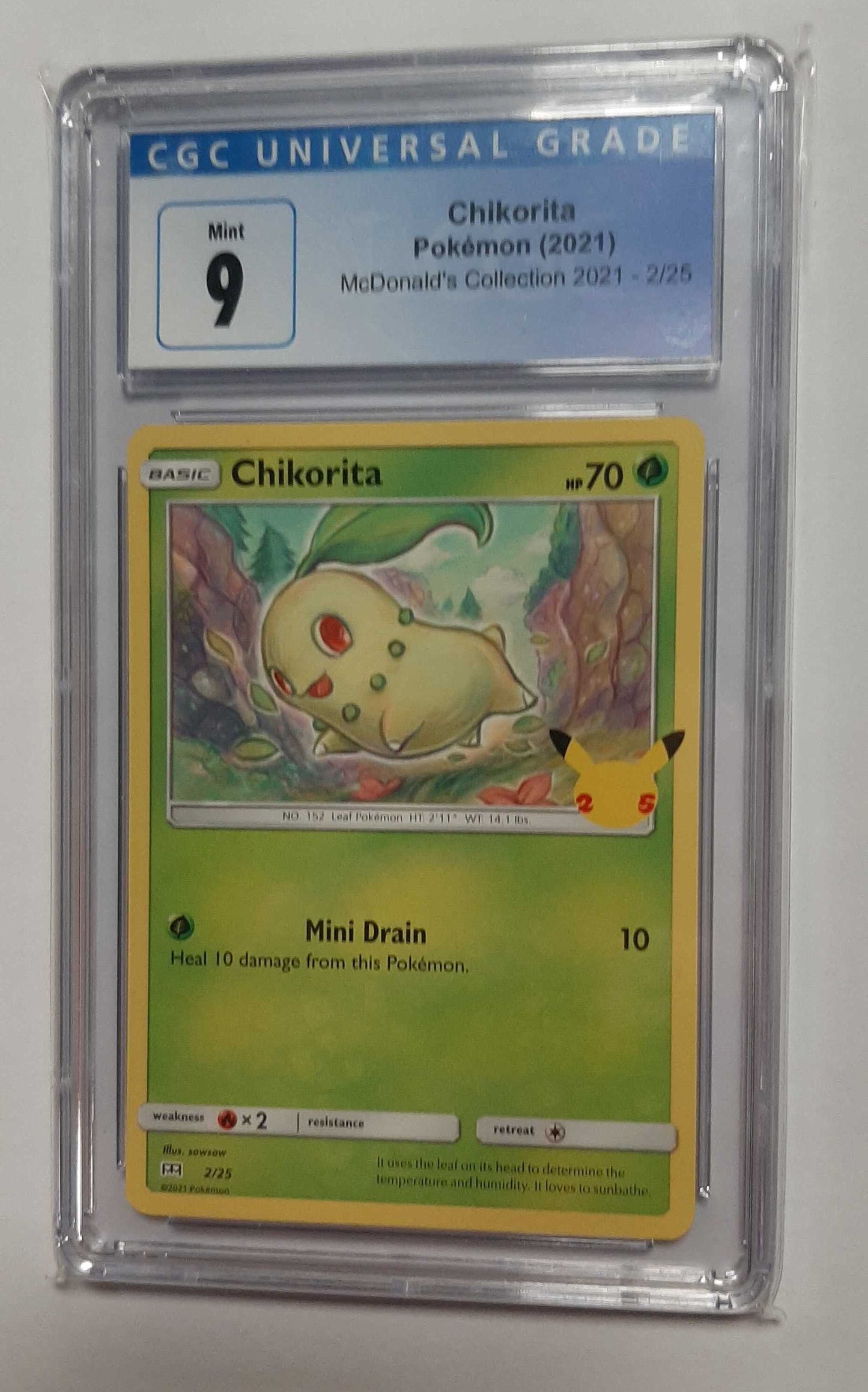 Chikorita (2/25 - McDonald's Collection) CGC 9 Graded Pokemon Cards Pokemon