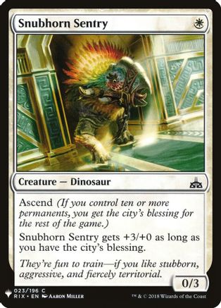 Snubhorn Sentry (LIST-023) [Mystery Booster] The List Reprints MTG Single Wizards of the Coast