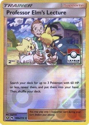 Professor Elm's Lecture - 188a/214 (League Challenge) [2nd Place] () Reverse Holofoil [Promos: League & Championship Cards] Pokemon Single Pokémon