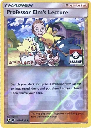 Professor Elm's Lecture - 188a/214 (League Challenge) [4th Place] (188a) Reverse Holofoil [Promos: League & Championship Cards] Pokemon Single Pokémon
