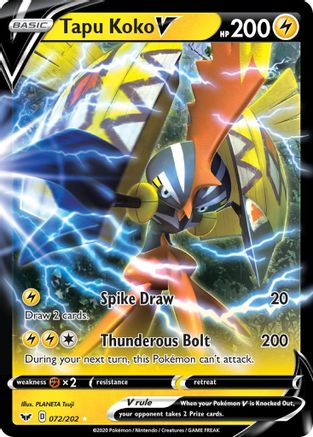 Tapu Koko V 72/202 Holofoil [SWSH: Base Set] Pokemon Single Pokémon