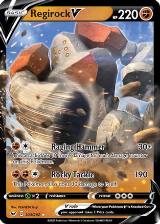 Regirock V 104/202 Holofoil [SWSH: Base Set] Pokemon Single Pokémon