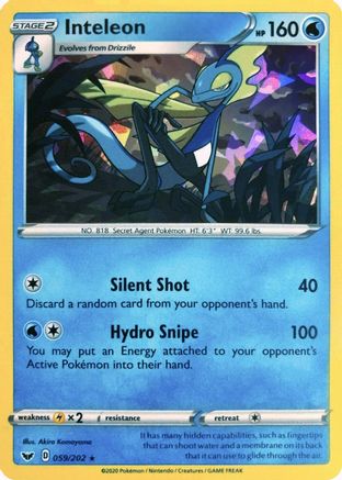 Inteleon 059/202 (Cracked Ice Holo) () Holofoil [Misc: Deck Exclusives] Pokemon Single Pokémon