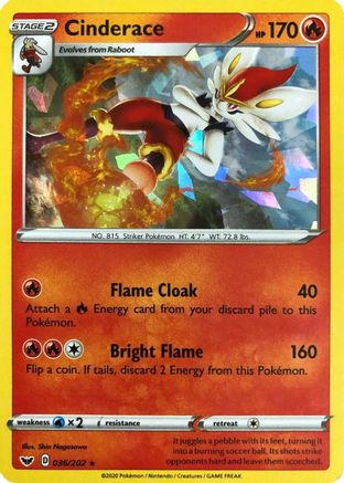 Cinderace - 036/202 (Cracked Ice Holo) () Holofoil [Misc: Deck Exclusives] Pokemon Single Pokémon