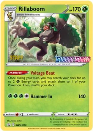 Rillaboom - SWSH006 (Prerelease) [Staff] () Holofoil [Promos: SWSH Promo Cards] Pokemon Single Pokémon