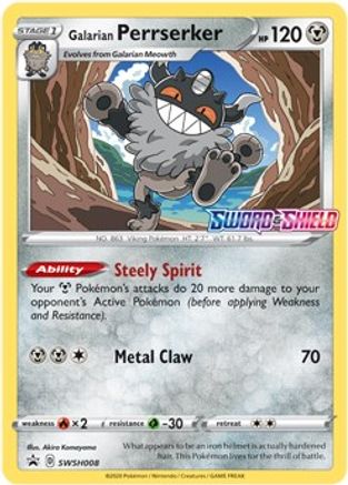 Galarian Perrserker - SWSH008 (Prerelease) (/307) Holofoil [Promos: SWSH Promo Cards] Pokemon Single Pokémon
