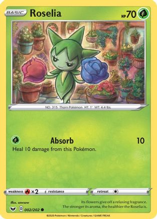 Roselia (2/202) Reverse Holofoil [SWSH: Base Set] Pokemon Single Pokémon