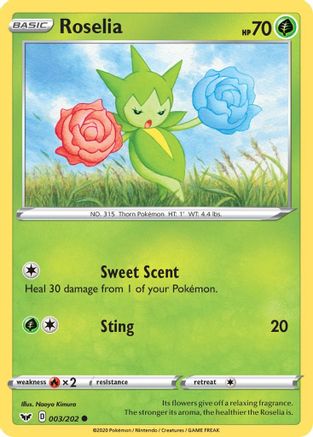 Roselia (3/202) Reverse Holofoil [SWSH: Base Set] Pokemon Single Pokémon
