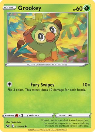 Grookey (10/202) Reverse Holofoil [SWSH: Base Set] Pokemon Single Pokémon