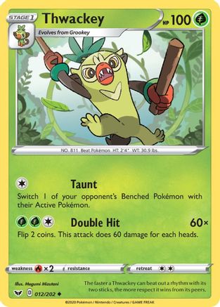 Thwackey (12/202) Reverse Holofoil [SWSH: Base Set] Pokemon Single Pokémon