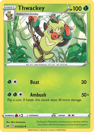 Thwackey (13/202) Reverse Holofoil [SWSH: Base Set] Pokemon Single Pokémon