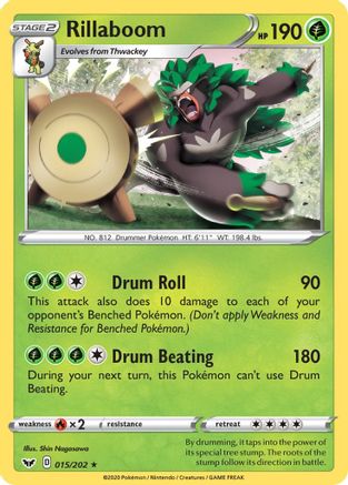 Rillaboom (15/202) Reverse Holofoil [SWSH: Base Set] Pokemon Single Pokémon