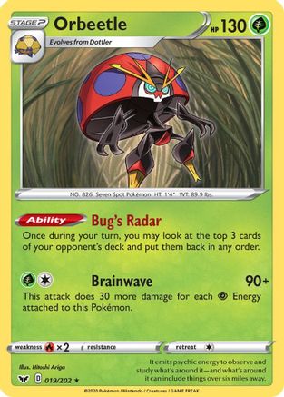Orbeetle (19/202) Reverse Holofoil [SWSH: Base Set] Pokemon Single Pokémon