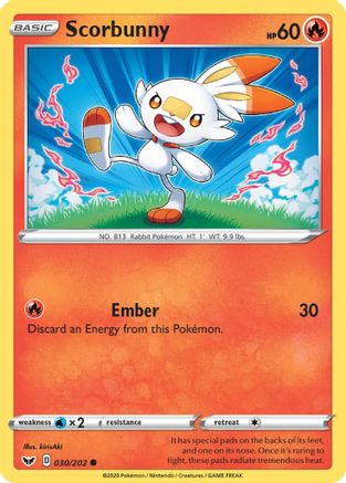 Scorbunny (30/202) Reverse Holofoil [SWSH: Base Set] Pokemon Single Pokémon
