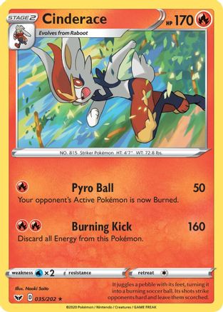 Cinderace (35/202) Holofoil [SWSH: Base Set] Pokemon Single Pokémon