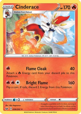 Cinderace (36/202) Reverse Holofoil [SWSH: Base Set] Pokemon Single Pokémon